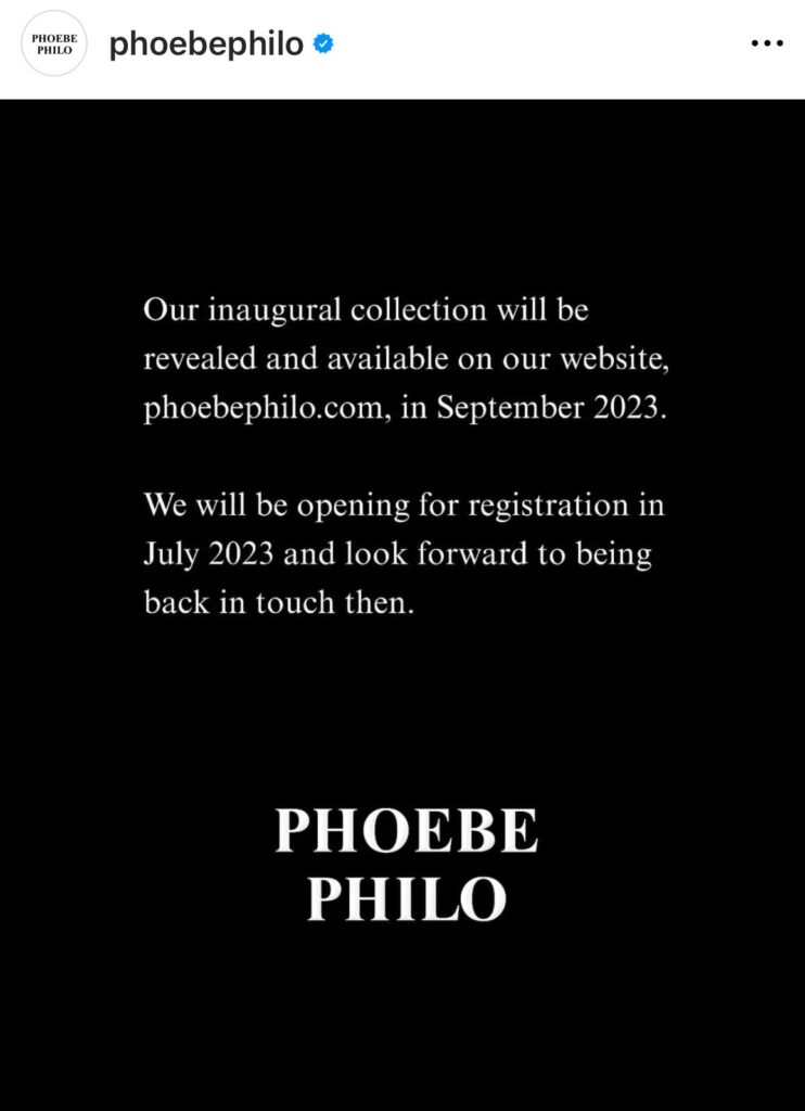 Stile minimalista: l'icona Phoebe Philo ha annunciato su Twitter che la prima collezione che porterà il suo nome uscirà a settembre 2023.